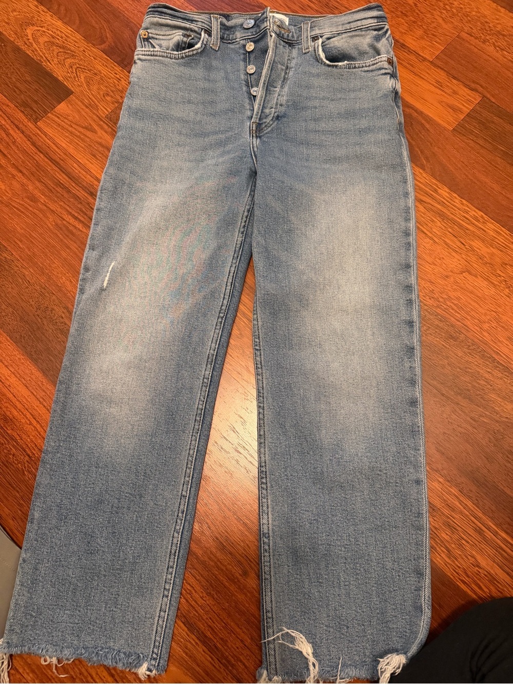 RE/DONE Originals High Rise Straight Raw Hem Jeans Size 27